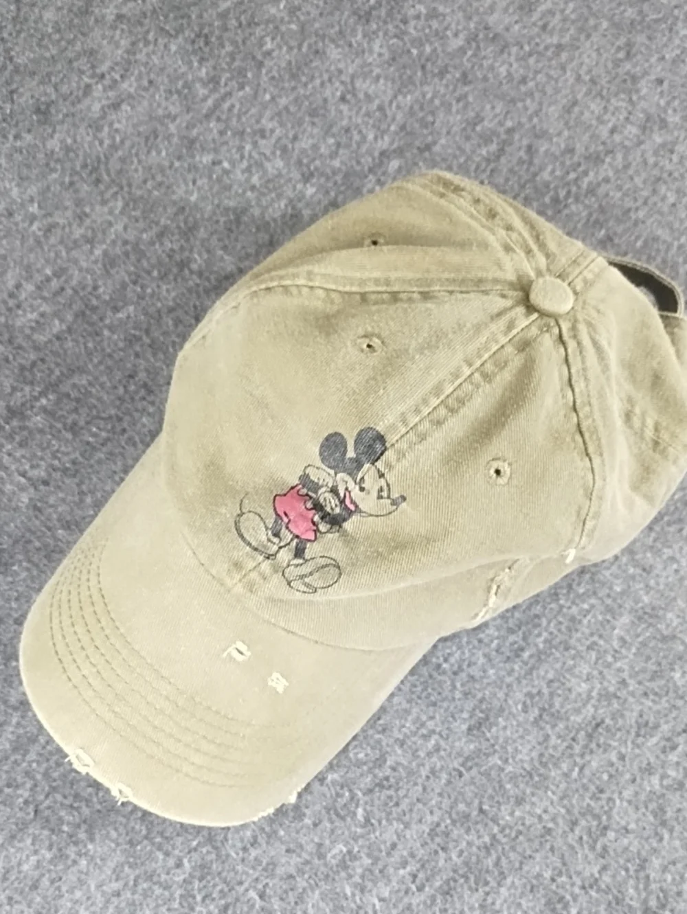 Disney Olive Green Baseball Cap with Mickey Graphic